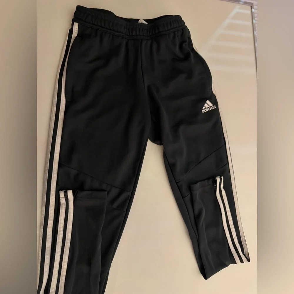 Adidas mens Black Joggers with White Stripes